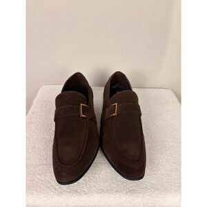 Fashion Mens Chocolate Brown Suede Monk Strap Loafers‎ Gold Buckle Size 45